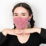 Traditional Japanese White Geometric Waves Face Covering