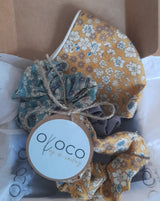 Gift Boxe- Parisian Floral  Face covering & set of three hair scrunchies