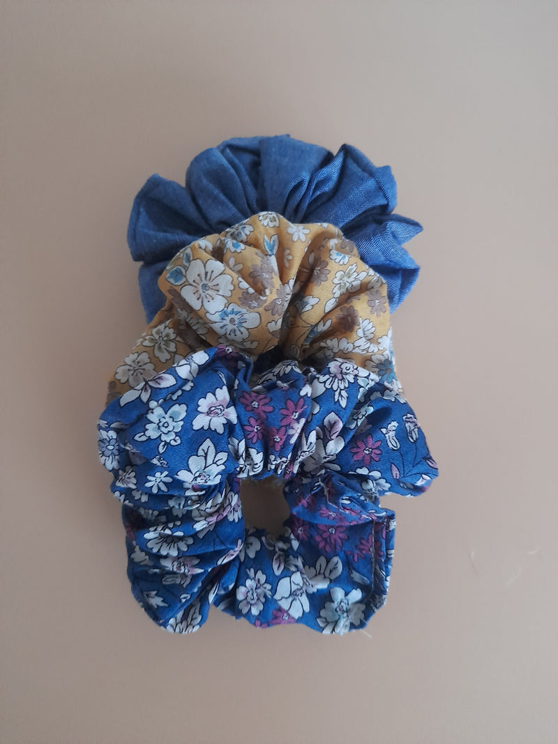 Gift Boxe- Parisian Floral  Face covering & set of three hair scrunchies
