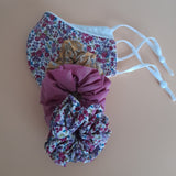 Gift Boxe- Parisian Floral  Face covering & set of three hair scrunchies