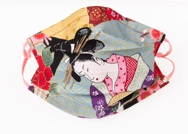 Japanese cotton face coverings with beautiful Geishas